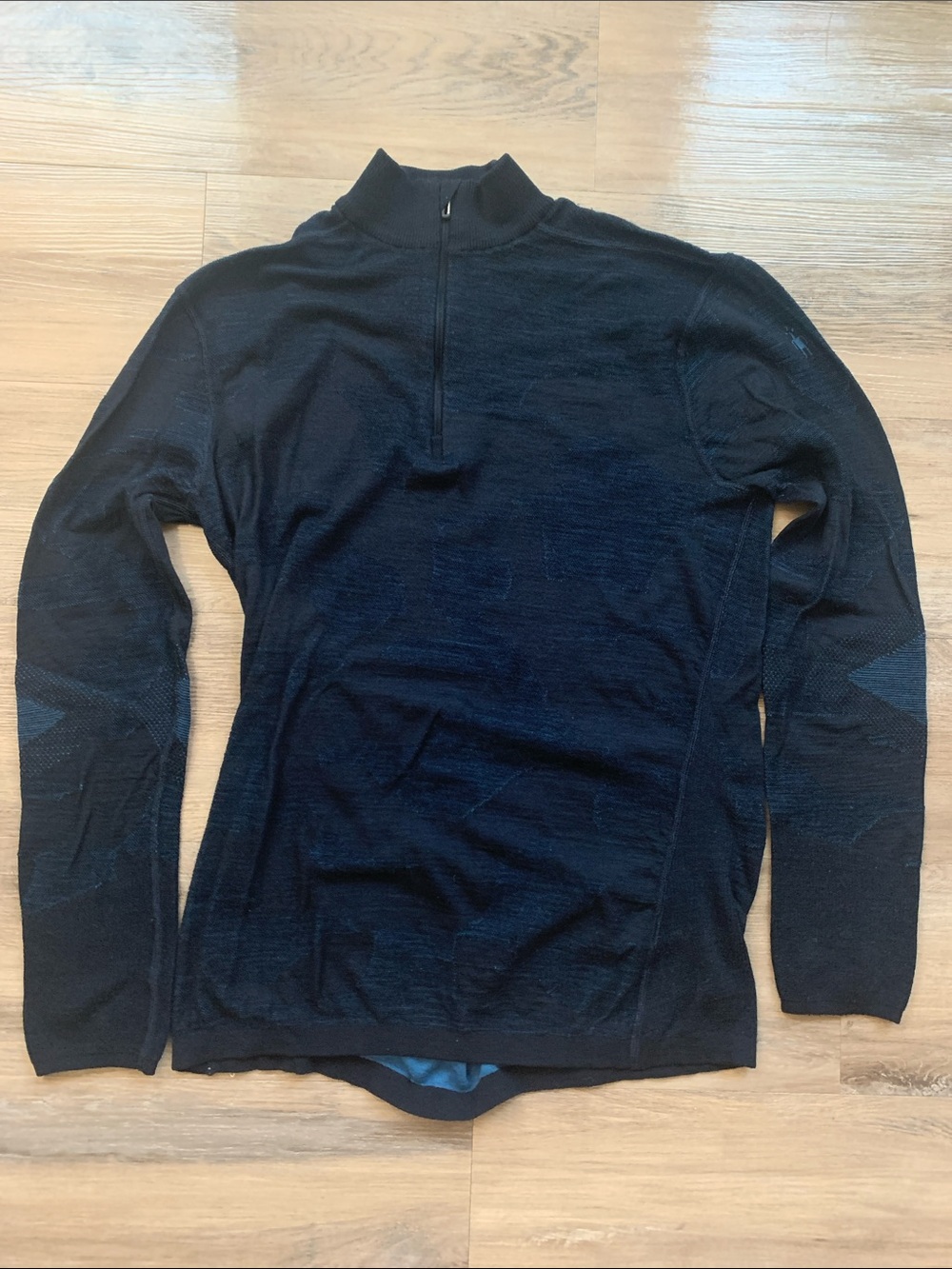Smartwool Men's Dark Blue Quarter-Zip Wool Blend Performance Sweater Size L